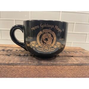 Metro Goldwyn Mayer MGM Leo the Lion Logo Black Gold Ceramic Coffee Mug Soup